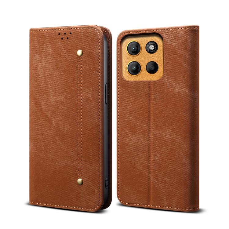 For Motorola Moto G15 Denim Texture Flip Leather Phone Case(Brown) - free shipping - PMC TechLife - Order now!