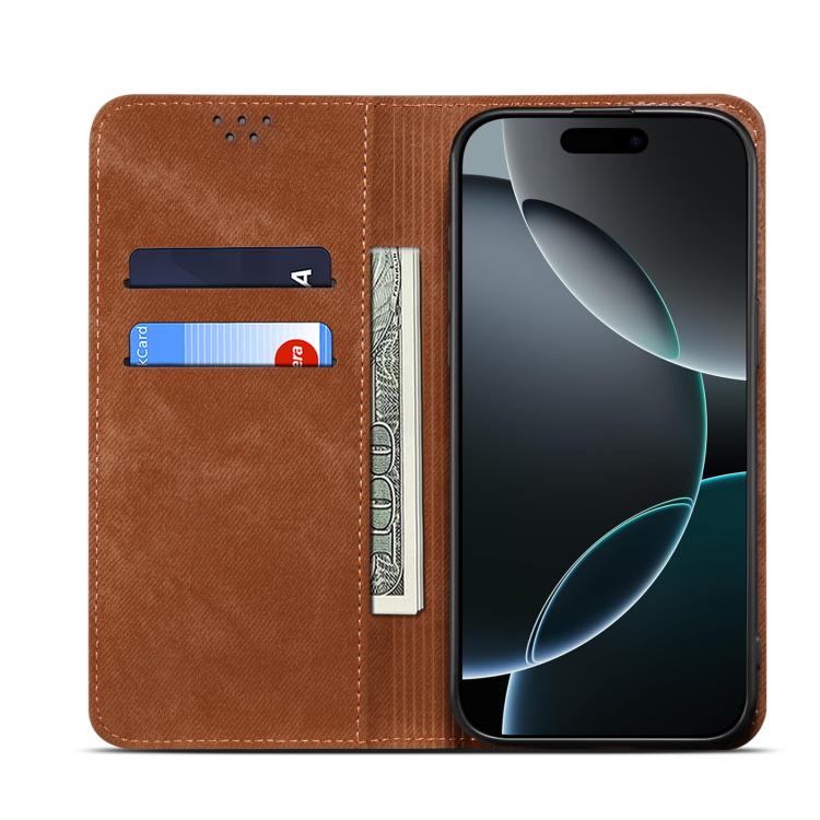For Motorola Moto G15 Denim Texture Flip Leather Phone Case(Brown) - free shipping - PMC TechLife - Order now!