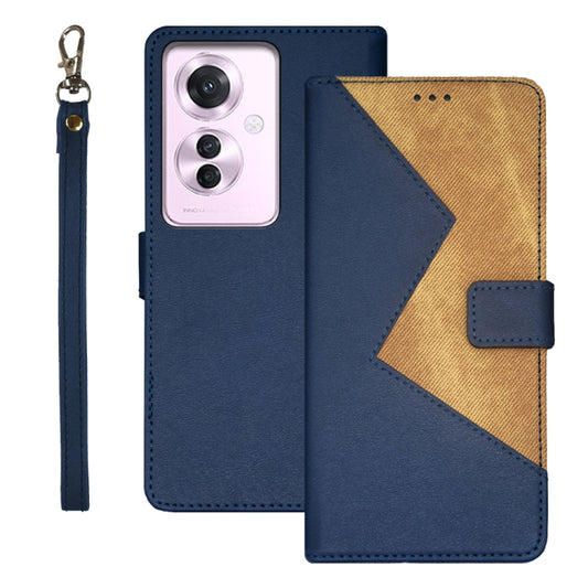 For OPPO Reno11 F idewei Two-color Splicing Leather Phone Case(Blue) - Reno11 F Cases by idewei | Online Shopping South Africa | PMC Jewellery | Buy Now Pay Later Mobicred