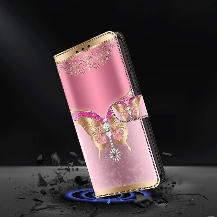 For Honor Magic6 Lite Crystal 3D Shockproof Protective Leather Phone Case(Pink Bottom Butterfly) - Honor Cases by PMC TechLife | Online Shopping South Africa | PMC TechLife | Buy Now Pay Later Mobicred