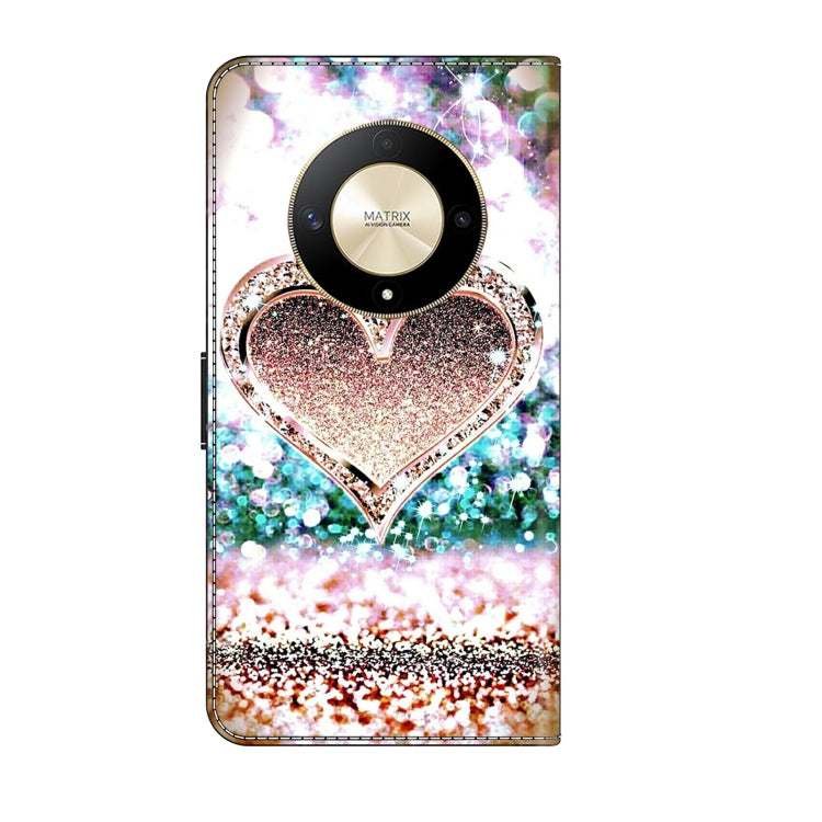 For Honor Magic6 Lite Crystal 3D Shockproof Protective Leather Phone Case(Pink Diamond Heart) - Honor Cases by PMC TechLife | Online Shopping South Africa | PMC TechLife | Buy Now Pay Later Mobicred
