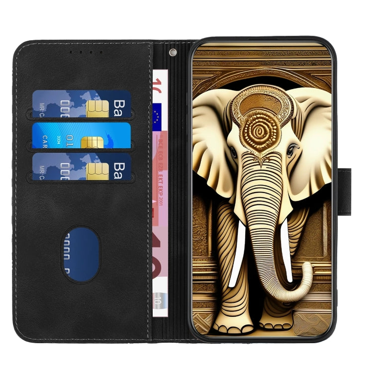 For Google Pixel 9 YX0060 Elephant Head Embossed Phone Leather Case with Lanyard(Black) - Google Cases by PMC TechLife | Online Shopping South Africa | PMC TechLife | Buy Now Pay Later Mobicred