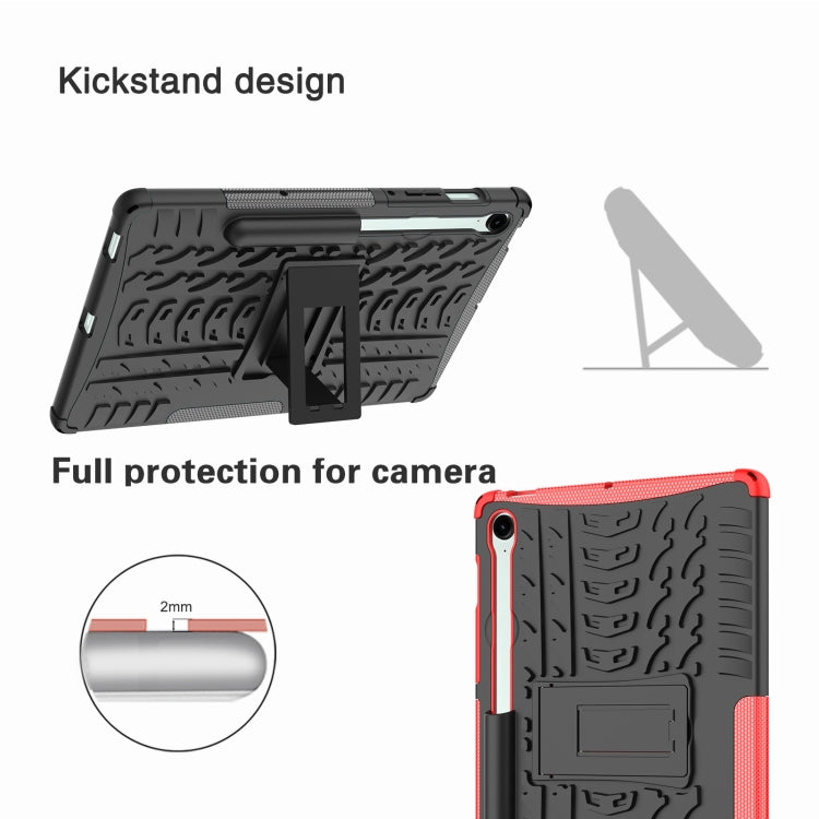 For Samsung Galaxy Tab S9 FE / S10 FE Tire Texture TPU + PC Tablet Case with Holder(Green) - Galaxy Tab S9 FE by PMC Jewellery | Online Shopping South Africa | PMC Jewellery | Buy Now Pay Later Mobicred