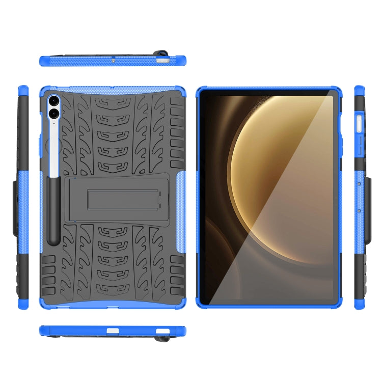 For Samsung Galaxy Tab S9 FE+ Tire Texture TPU + PC Tablet Case with Holder(Blue) - Galaxy Tab S9 FE+ by PMC Jewellery | Online Shopping South Africa | PMC Jewellery | Buy Now Pay Later Mobicred