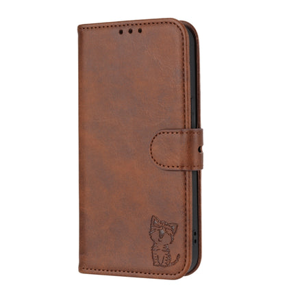 For Google Pixel 9 Pro Embossed Happy Cat Pattern Flip Leather Phone Case(Brown) - Google Cases by PMC Jewellery | Online Shopping South Africa | PMC Jewellery | Buy Now Pay Later Mobicred