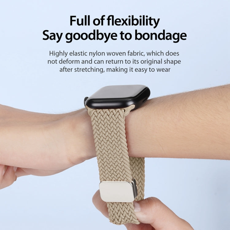 For Apple Watch SE 2022 44mm DUX DUCIS Mixture Pro Series Magnetic Buckle Nylon Braid Watch Band(Beige) - Watch Bands by DUX DUCIS | Online Shopping South Africa | PMC Jewellery | Buy Now Pay Later Mobicred