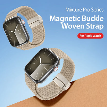 For Apple Watch SE 44mm DUX DUCIS Mixture Pro Series Magnetic Buckle Nylon Braid Watch Band(Beige) - Watch Bands by DUX DUCIS | Online Shopping South Africa | PMC Jewellery | Buy Now Pay Later Mobicred