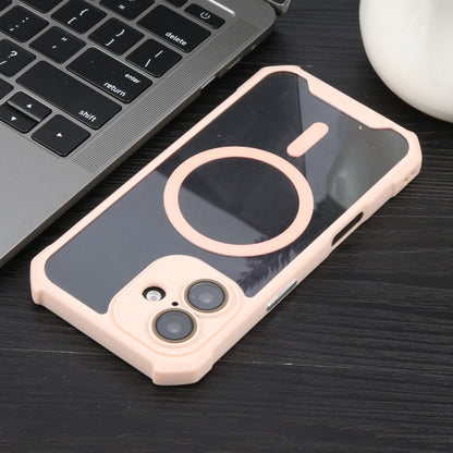 For iPhone 16 Colorful Two-Color Lens Film MagSafe Magnetic Horn Acrylic+TPU Case(Pink) - iPhone 16 Cases by PMC Jewellery | Online Shopping South Africa | PMC Jewellery | Buy Now Pay Later Mobicred