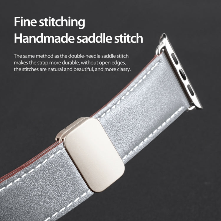 For Apple Watch Ultra 2 49mm DUX DUCIS YA Series Magnetic Buckle Genuine Leather Watch Band(Grey) - Watch Bands by DUX DUCIS | Online Shopping South Africa | PMC Jewellery | Buy Now Pay Later Mobicred