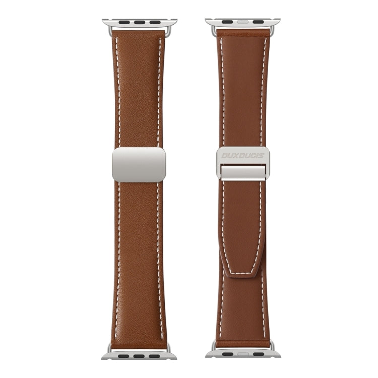 For Apple Watch Series 9 45mm DUX DUCIS YA Series Magnetic Buckle Genuine Leather Watch Band(Brown) - Watch Bands by DUX DUCIS | Online Shopping South Africa | PMC Jewellery | Buy Now Pay Later Mobicred