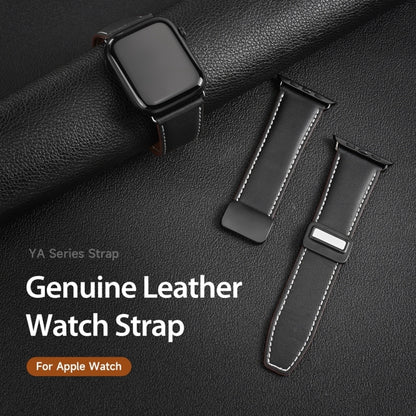 For Apple Watch Series 9 41mm DUX DUCIS YA Series Magnetic Buckle Genuine Leather Watch Band(Black) - Watch Bands by DUX DUCIS | Online Shopping South Africa | PMC Jewellery | Buy Now Pay Later Mobicred