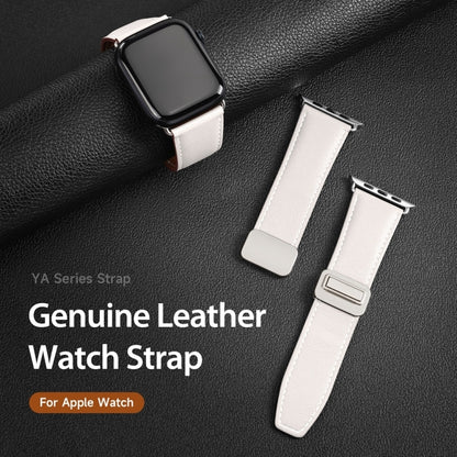 For Apple Watch Ultra 49mm DUX DUCIS YA Series Magnetic Buckle Genuine Leather Watch Band(White) - Watch Bands by DUX DUCIS | Online Shopping South Africa | PMC Jewellery | Buy Now Pay Later Mobicred