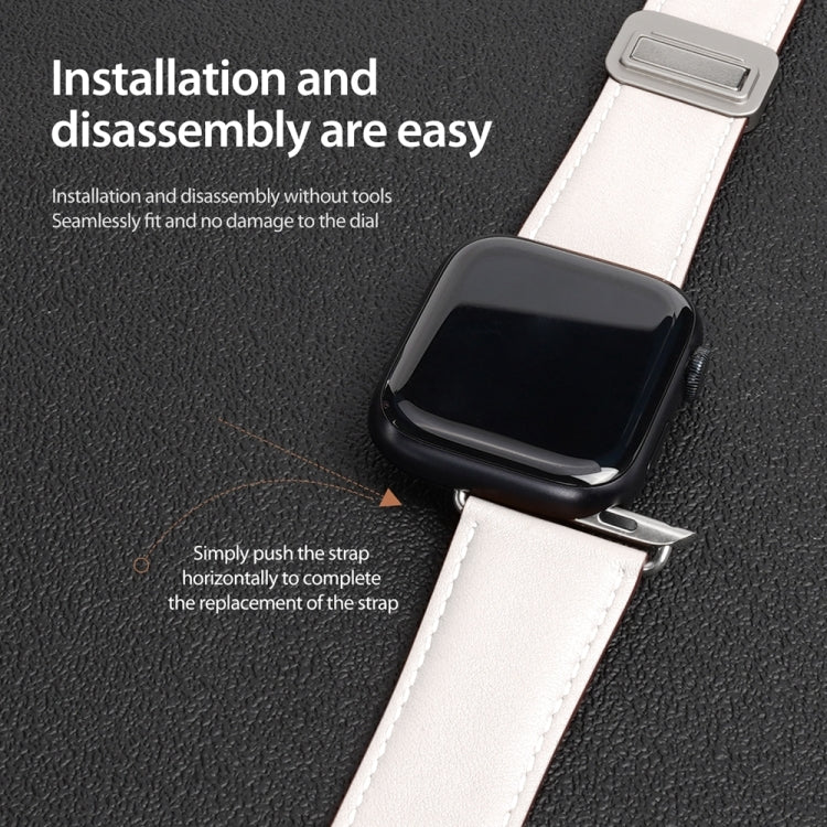 For Apple Watch Ultra 49mm DUX DUCIS YA Series Magnetic Buckle Genuine Leather Watch Band(White) - Watch Bands by DUX DUCIS | Online Shopping South Africa | PMC Jewellery | Buy Now Pay Later Mobicred