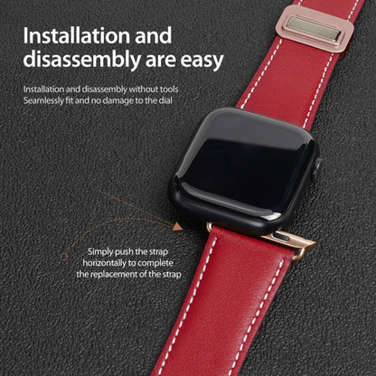 For Apple Watch Series 8 41mm DUX DUCIS YA Series Magnetic Buckle Genuine Leather Watch Band(Red) - Watch Bands by DUX DUCIS | Online Shopping South Africa | PMC Jewellery | Buy Now Pay Later Mobicred