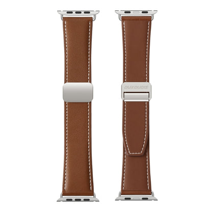 For Apple Watch Series 8 45mm DUX DUCIS YA Series Magnetic Buckle Genuine Leather Watch Band(Brown) - Watch Bands by DUX DUCIS | Online Shopping South Africa | PMC Jewellery | Buy Now Pay Later Mobicred