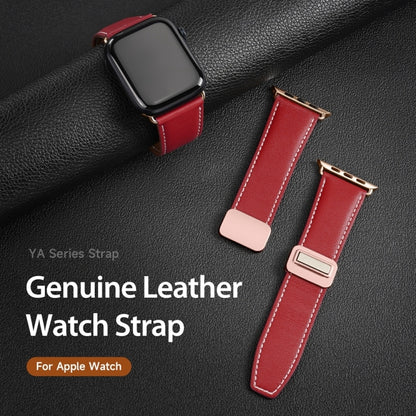 For Apple Watch SE 2022 40mm DUX DUCIS YA Series Magnetic Buckle Genuine Leather Watch Band(Red) - Watch Bands by DUX DUCIS | Online Shopping South Africa | PMC Jewellery | Buy Now Pay Later Mobicred