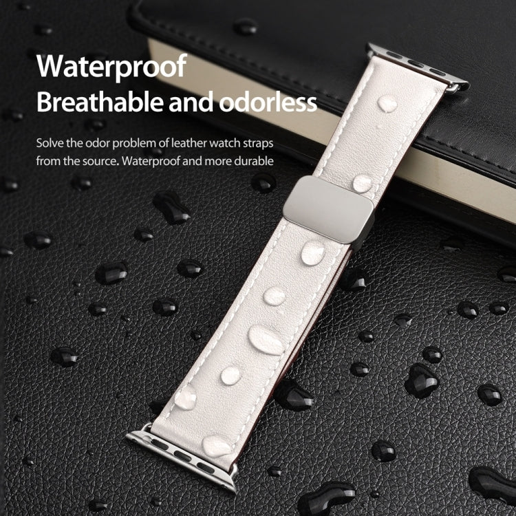 For Apple Watch Series 7 41mm DUX DUCIS YA Series Magnetic Buckle Genuine Leather Watch Band(White) - Watch Bands by DUX DUCIS | Online Shopping South Africa | PMC Jewellery | Buy Now Pay Later Mobicred