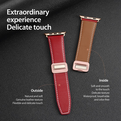 For Apple Watch SE 40mm DUX DUCIS YA Series Magnetic Buckle Genuine Leather Watch Band(Red) - Watch Bands by DUX DUCIS | Online Shopping South Africa | PMC Jewellery | Buy Now Pay Later Mobicred