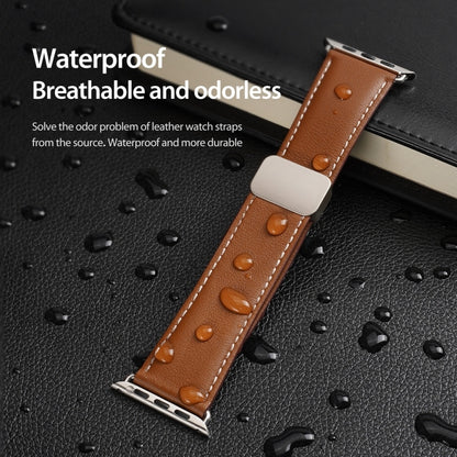 For Apple Watch SE 44mm DUX DUCIS YA Series Magnetic Buckle Genuine Leather Watch Band(Brown) - Watch Bands by DUX DUCIS | Online Shopping South Africa | PMC Jewellery | Buy Now Pay Later Mobicred