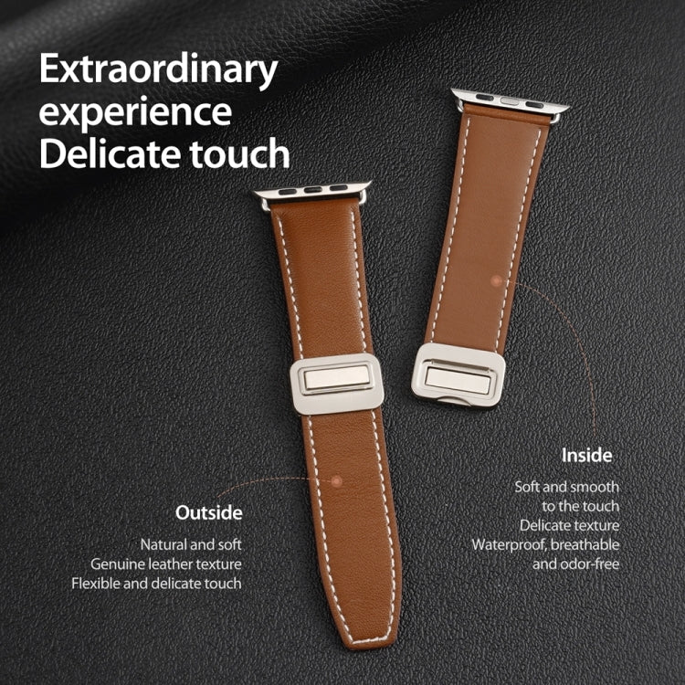 For Apple Watch Series 5 40mm DUX DUCIS YA Series Magnetic Buckle Genuine Leather Watch Band(Brown) - Watch Bands by DUX DUCIS | Online Shopping South Africa | PMC Jewellery | Buy Now Pay Later Mobicred