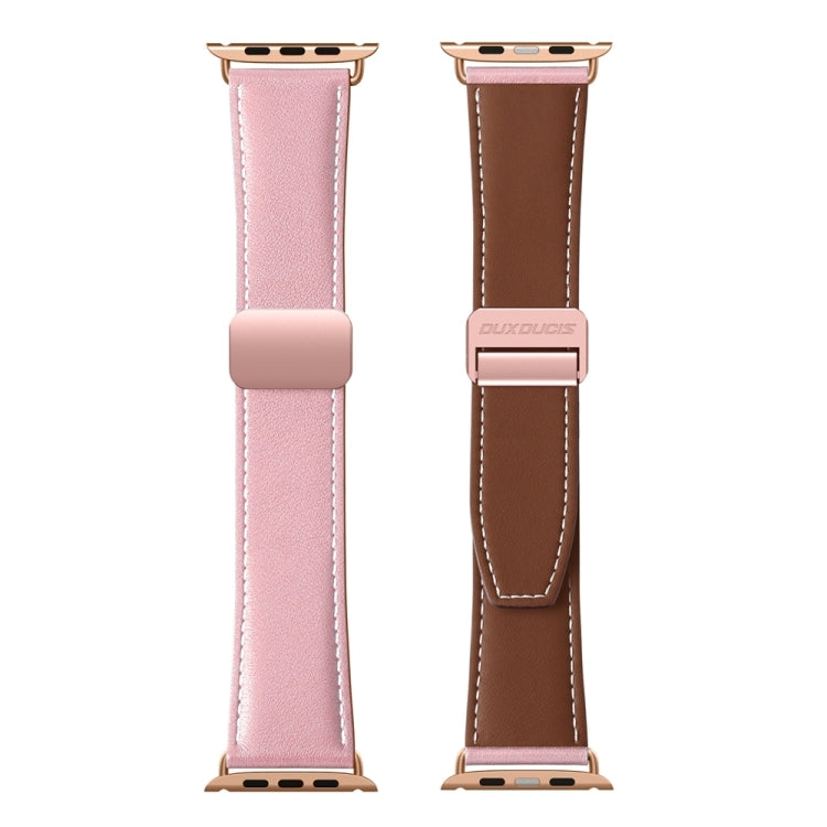 For Apple Watch Series 4 40mm DUX DUCIS YA Series Magnetic Buckle Genuine Leather Watch Band(Pink) - Watch Bands by DUX DUCIS | Online Shopping South Africa | PMC Jewellery | Buy Now Pay Later Mobicred