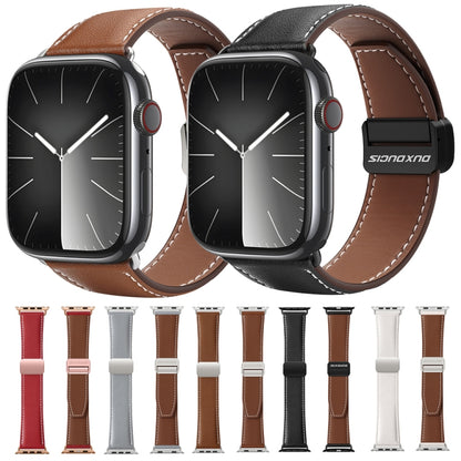 For Apple Watch Series 2 38mm DUX DUCIS YA Series Magnetic Buckle Genuine Leather Watch Band(White) - Watch Bands by DUX DUCIS | Online Shopping South Africa | PMC Jewellery | Buy Now Pay Later Mobicred