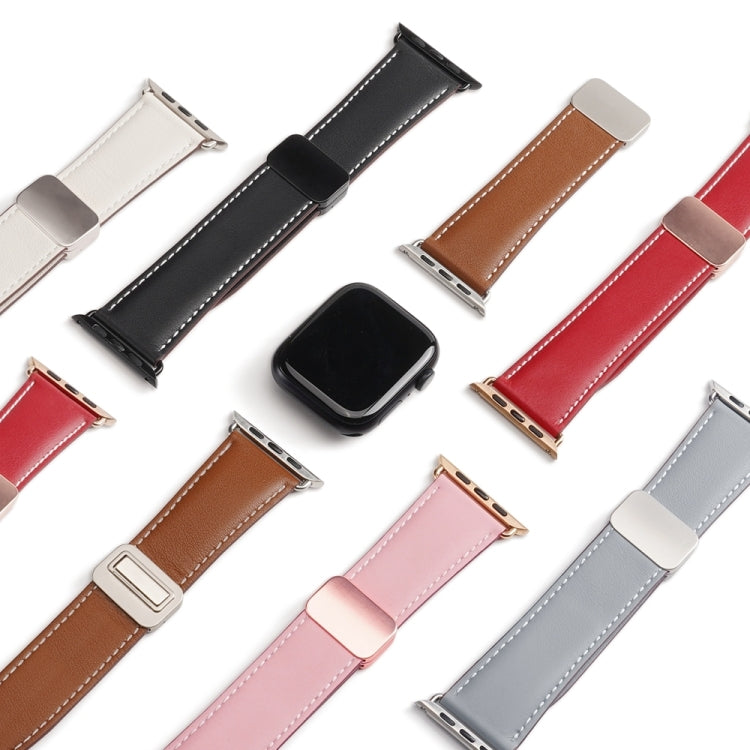 For Apple Watch Series 6 44mm DUX DUCIS YA Series Magnetic Buckle Genuine Leather Watch Band(Brown) - Watch Bands by DUX DUCIS | Online Shopping South Africa | PMC Jewellery | Buy Now Pay Later Mobicred