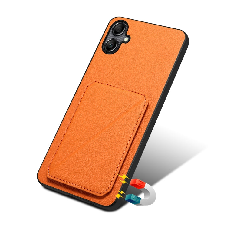 For Samsung Galaxy S24 Ultra 5G Denior Imitation Calf Leather Back Phone Case with Holder(Orange) - Galaxy S24 Ultra 5G Cases by Denior | Online Shopping South Africa | PMC Jewellery | Buy Now Pay Later Mobicred