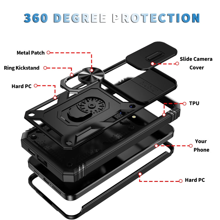 For Samsung Galaxy S24+ 5G Sliding Camshield TPU + PC Phone Case with Holder(Black) - Galaxy S24+ 5G Cases by PMC TechLife | Online Shopping South Africa | PMC TechLife