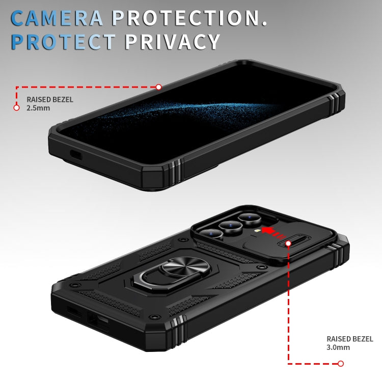 For Samsung Galaxy S24+ 5G Sliding Camshield TPU + PC Phone Case with Holder(Black) - Galaxy S24+ 5G Cases by PMC TechLife | Online Shopping South Africa | PMC TechLife