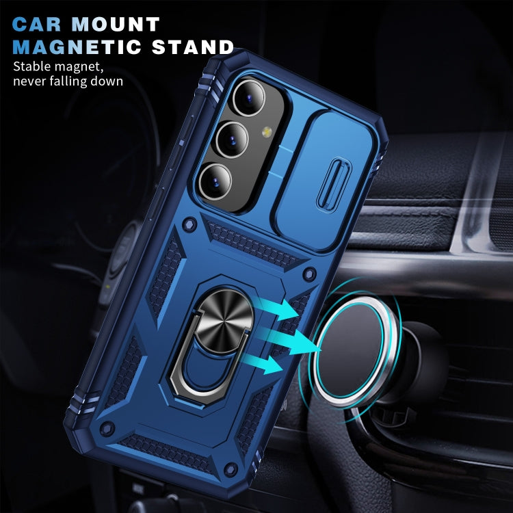 For Samsung Galaxy S24+ 5G Sliding Camshield TPU + PC Phone Case with Holder(Navy Blue) - Galaxy S24+ 5G Cases by PMC TechLife | Online Shopping South Africa | PMC TechLife