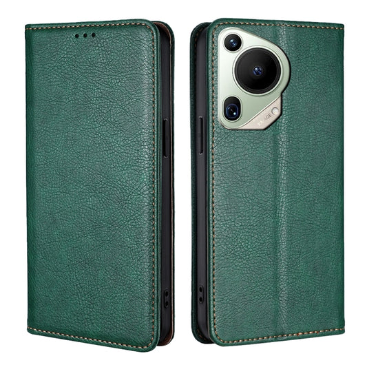 For Huawei Pura 70 Ultra Gloss Oil Solid Color Magnetic Leather Phone Case(Green) - Huawei Cases by PMC Jewellery | Online Shopping South Africa | PMC Jewellery | Buy Now Pay Later Mobicred