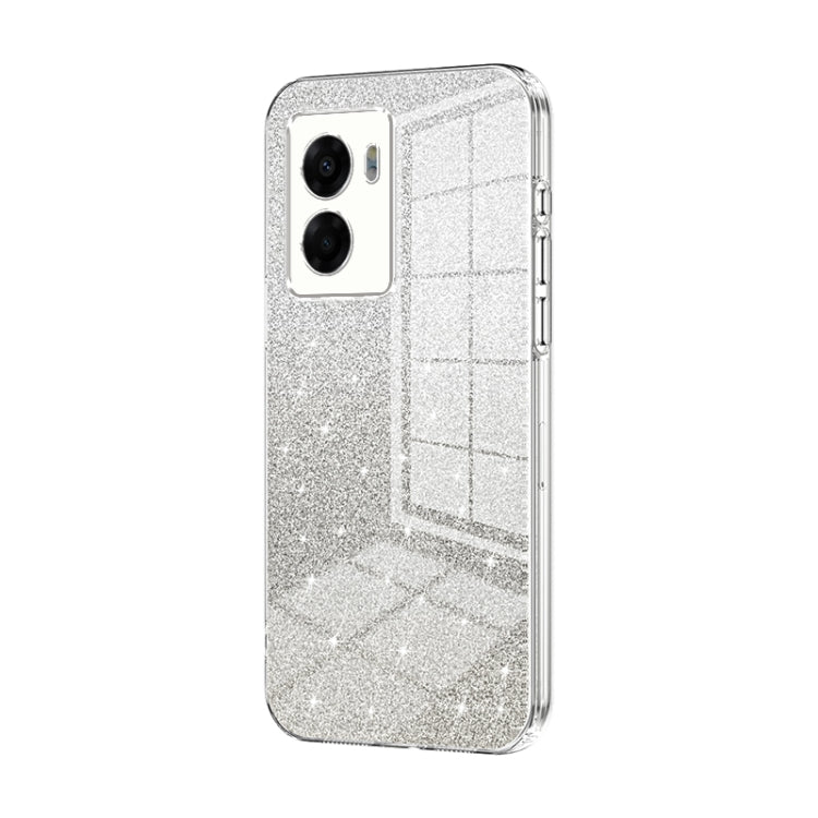 For OPPO A57 5G Gradient Glitter Powder Electroplated Phone Case(Transparent) - OPPO Cases by PMC Jewellery | Online Shopping South Africa | PMC Jewellery | Buy Now Pay Later Mobicred