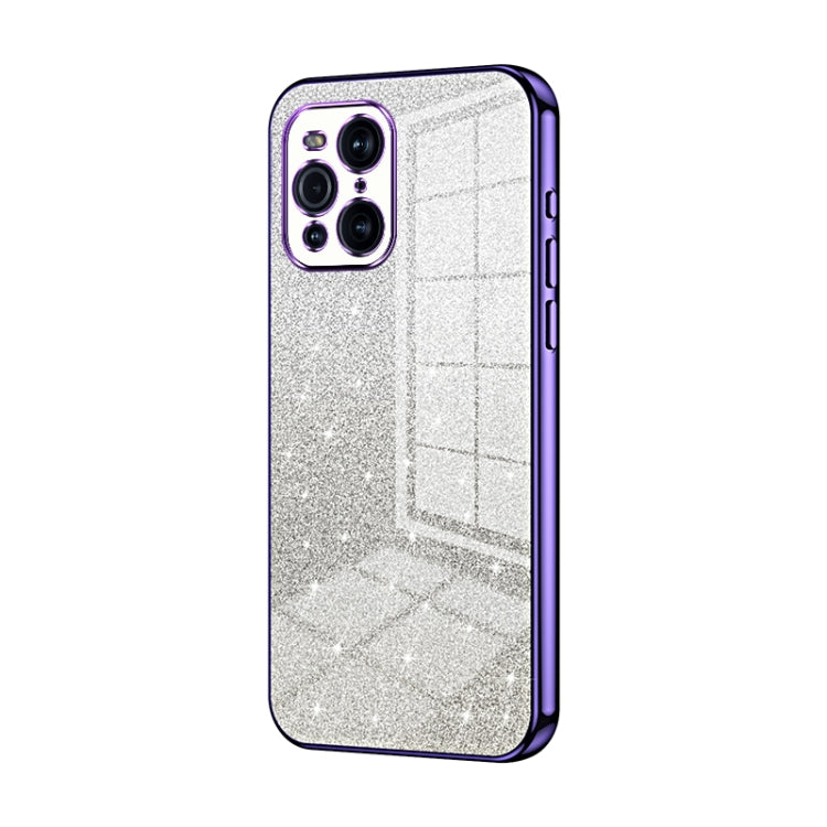 For OPPO Find X3 / Find X3 Pro Gradient Glitter Powder Electroplated Phone Case(Purple) - OPPO Cases by PMC Jewellery | Online Shopping South Africa | PMC Jewellery | Buy Now Pay Later Mobicred
