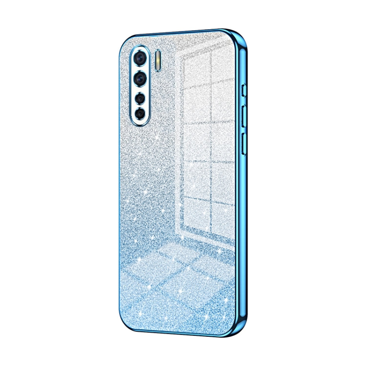 For OPPO A91 Gradient Glitter Powder Electroplated Phone Case(Blue) - OPPO Cases by PMC TechLife | Online Shopping South Africa | PMC TechLife | Buy Now Pay Later Mobicred