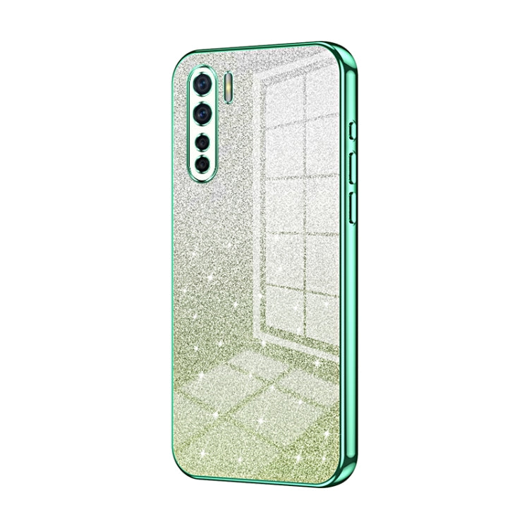 For OPPO A91 Gradient Glitter Powder Electroplated Phone Case(Green) - OPPO Cases by PMC Jewellery | Online Shopping South Africa | PMC Jewellery | Buy Now Pay Later Mobicred