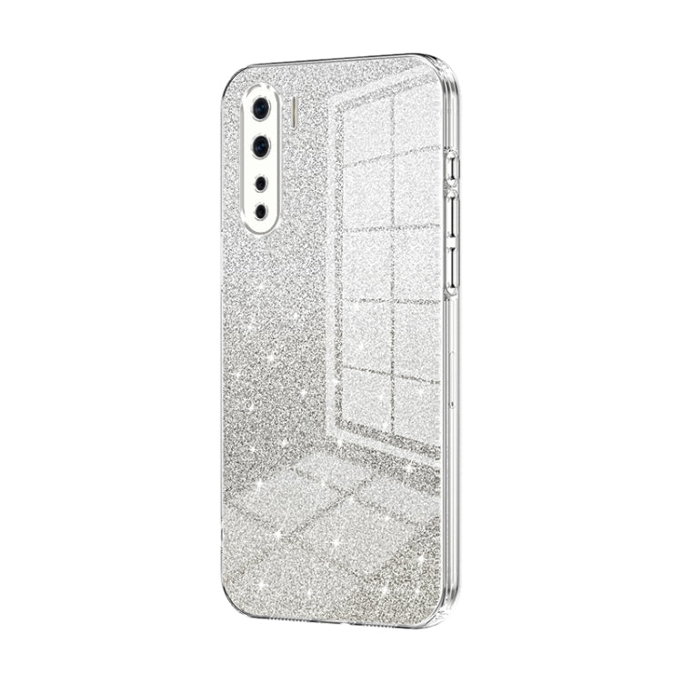 For OPPO Reno3 4G / F15 / A91 Gradient Glitter Powder Electroplated Phone Case(Transparent) - OPPO Cases by PMC Jewellery | Online Shopping South Africa | PMC Jewellery | Buy Now Pay Later Mobicred