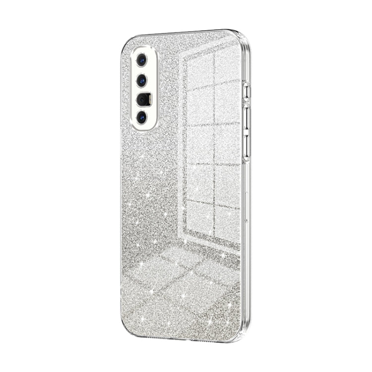 For OPPO Reno3 Pro Gradient Glitter Powder Electroplated Phone Case(Transparent) - OPPO Cases by PMC Jewellery | Online Shopping South Africa | PMC Jewellery | Buy Now Pay Later Mobicred