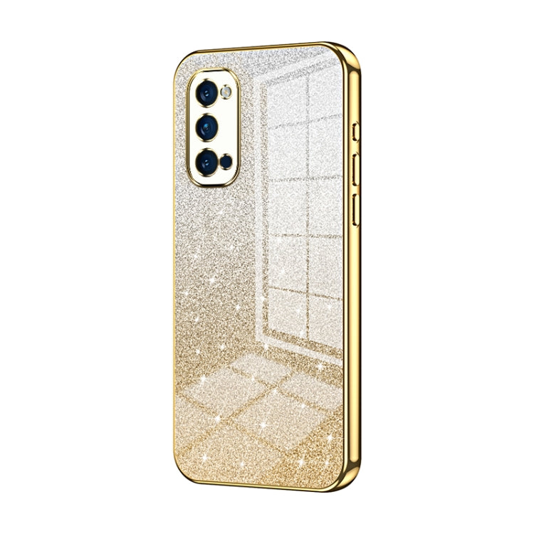 For OPPO Reno4 Pro Gradient Glitter Powder Electroplated Phone Case(Gold) - OPPO Cases by PMC Jewellery | Online Shopping South Africa | PMC Jewellery | Buy Now Pay Later Mobicred