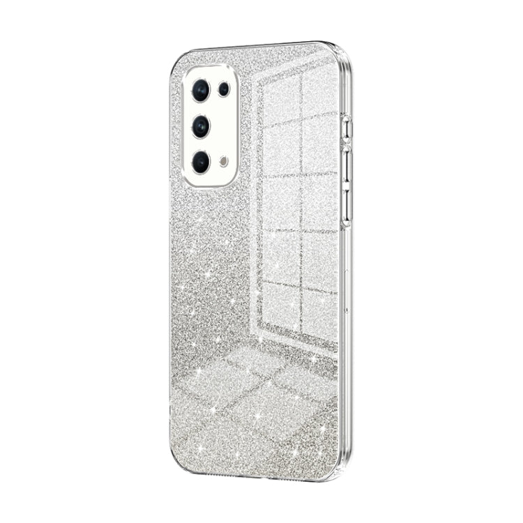 For OPPO Reno5 Pro Gradient Glitter Powder Electroplated Phone Case(Transparent) - OPPO Cases by PMC TechLife | Online Shopping South Africa | PMC TechLife | Buy Now Pay Later Mobicred