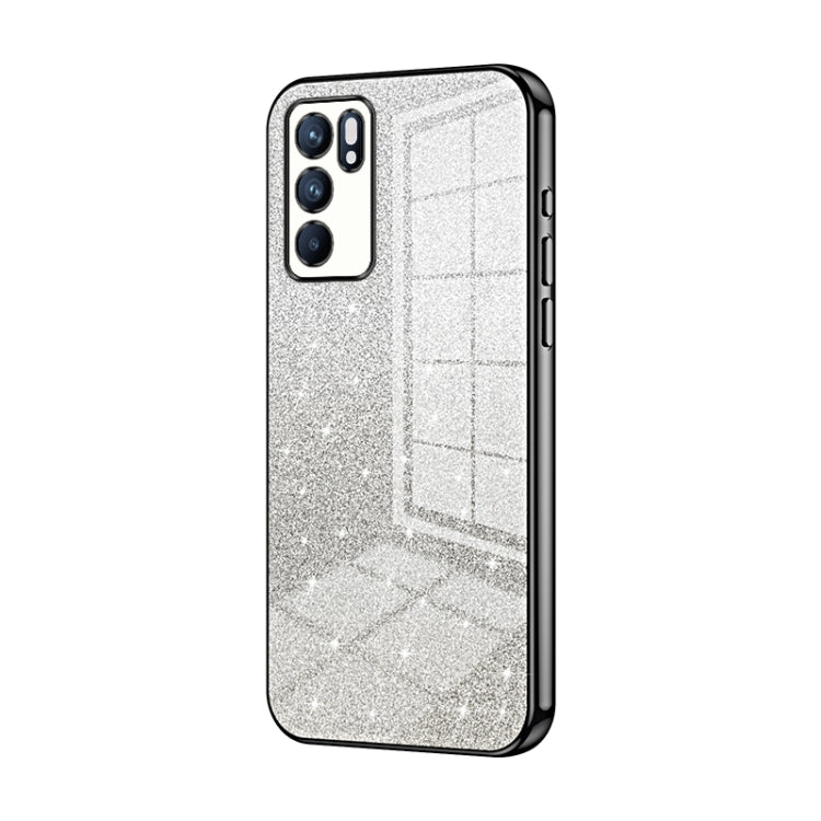 For OPPO Reno6 Indian / Malay Gradient Glitter Powder Electroplated Phone Case(Black) - OPPO Cases by PMC TechLife | Online Shopping South Africa | PMC TechLife | Buy Now Pay Later Mobicred