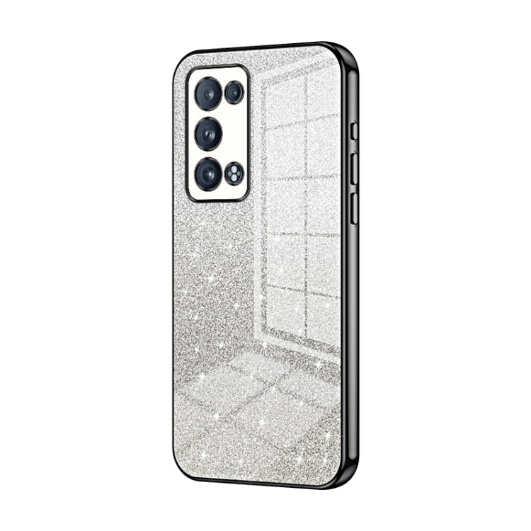 For OPPO Reno6 Pro+ Gradient Glitter Powder Electroplated Phone Case(Black) - OPPO Cases by PMC TechLife | Online Shopping South Africa | PMC TechLife | Buy Now Pay Later Mobicred
