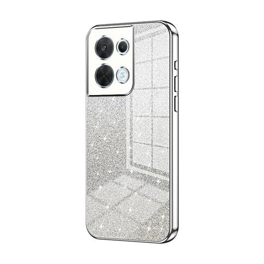 For OPPO Reno8 Gradient Glitter Powder Electroplated Phone Case(Silver) - OPPO Cases by PMC Jewellery | Online Shopping South Africa | PMC Jewellery | Buy Now Pay Later Mobicred