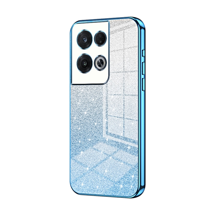 For OPPO Reno8 Pro Gradient Glitter Powder Electroplated Phone Case(Blue) - OPPO Cases by PMC Jewellery | Online Shopping South Africa | PMC Jewellery