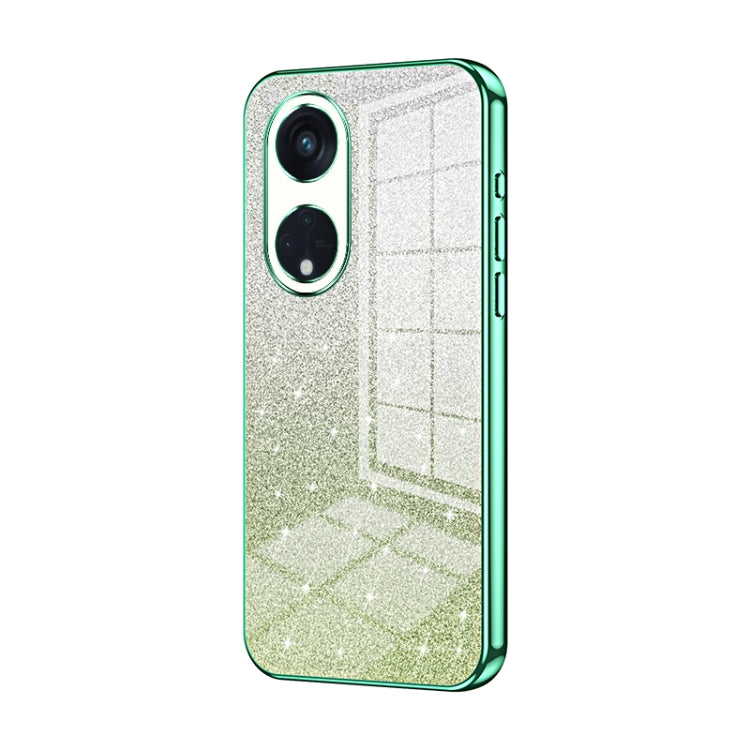 For OPPO Reno8 T 5G Gradient Glitter Powder Electroplated Phone Case(Green) - OPPO Cases by PMC TechLife | Online Shopping South Africa | PMC TechLife | Buy Now Pay Later Mobicred