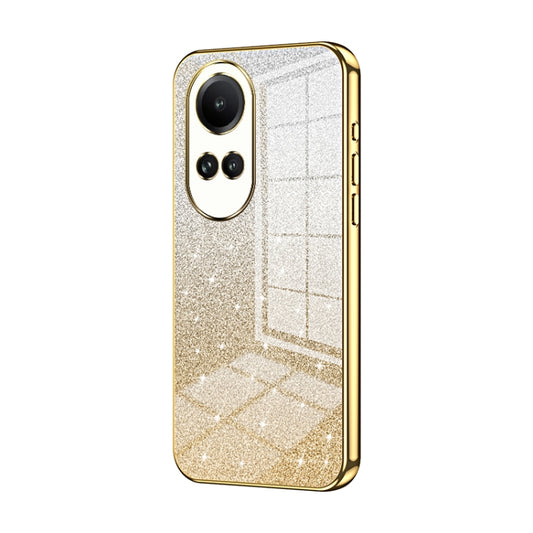 For OPPO Reno10 5G/Reno10 Pro 5G Global Gradient Glitter Powder Electroplated Phone Case(Gold) - OPPO Cases by PMC Jewellery | Online Shopping South Africa | PMC Jewellery | Buy Now Pay Later Mobicred