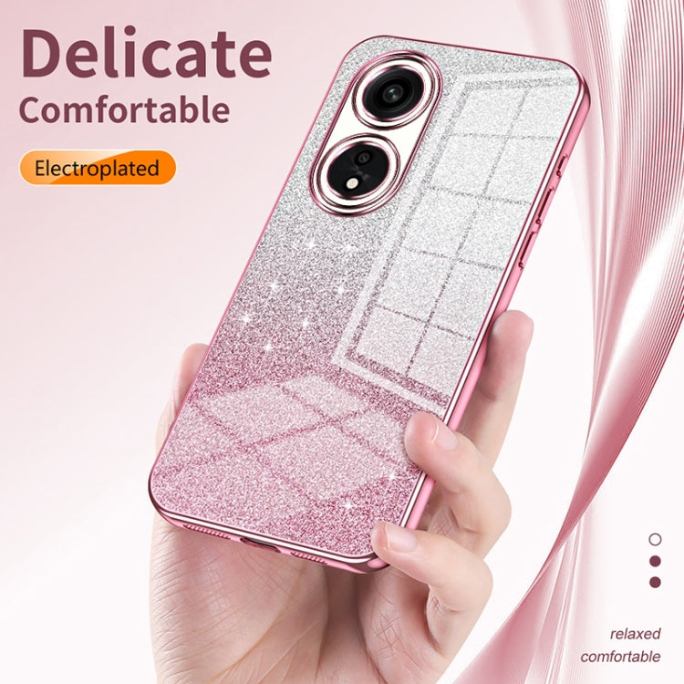 For OPPO Reno3 5G / Find X2 Lite Gradient Glitter Powder Electroplated Phone Case(Transparent) - OPPO Cases by PMC Jewellery | Online Shopping South Africa | PMC Jewellery | Buy Now Pay Later Mobicred