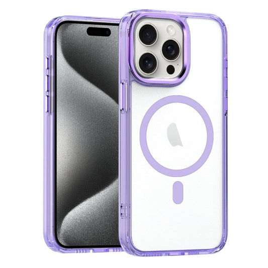 For iPhone 15 Pro MagSafe Magnetic Clear Phone Case(Purple) - iPhone 15 Pro Cases by PMC Jewellery | Online Shopping South Africa | PMC Jewellery