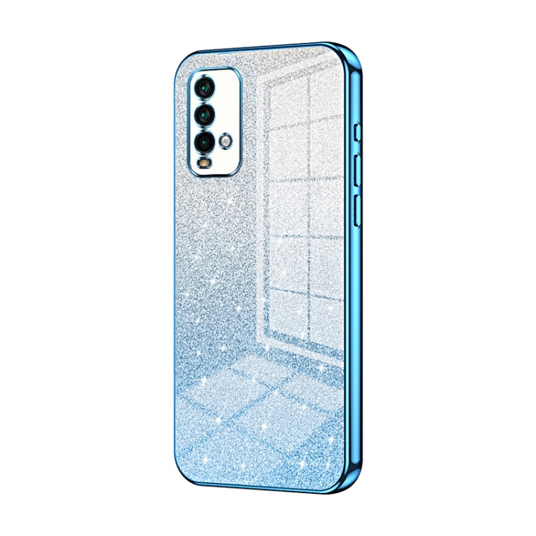 For Xiaomi Redmi Note 9 4G Gradient Glitter Powder Electroplated Phone Case(Blue) - Xiaomi Cases by PMC TechLife | Online Shopping South Africa | PMC TechLife | Buy Now Pay Later Mobicred