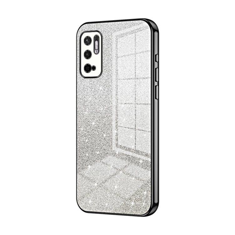 For Xiaomi Redmi Note 10 5G / Note 10T 5G Gradient Glitter Powder Electroplated Phone Case(Black) - Xiaomi Cases by PMC Jewellery | Online Shopping South Africa | PMC Jewellery | Buy Now Pay Later Mobicred